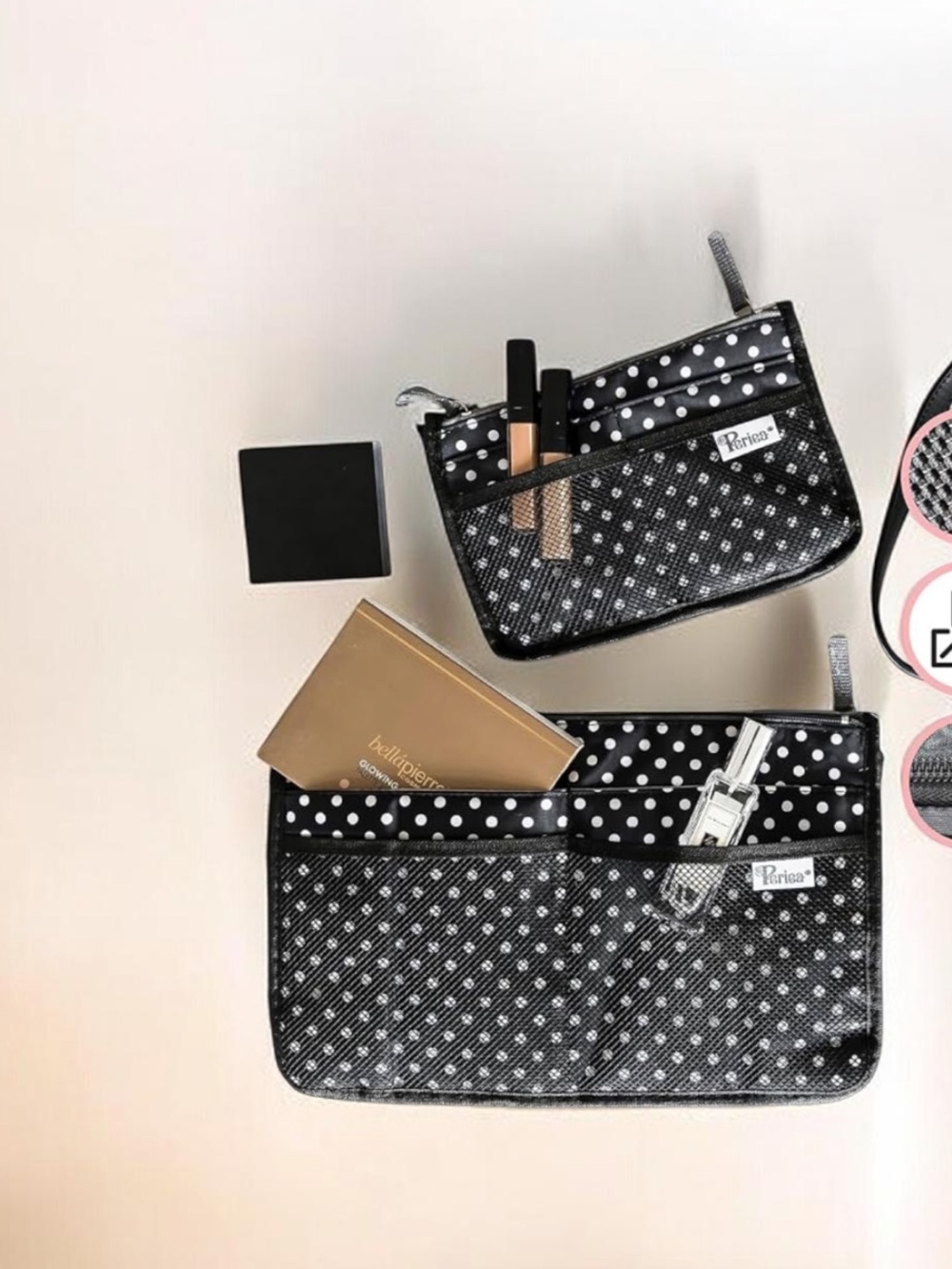Periea Chelsy Purse Handbag Organizer Black White Polka Dot NWT